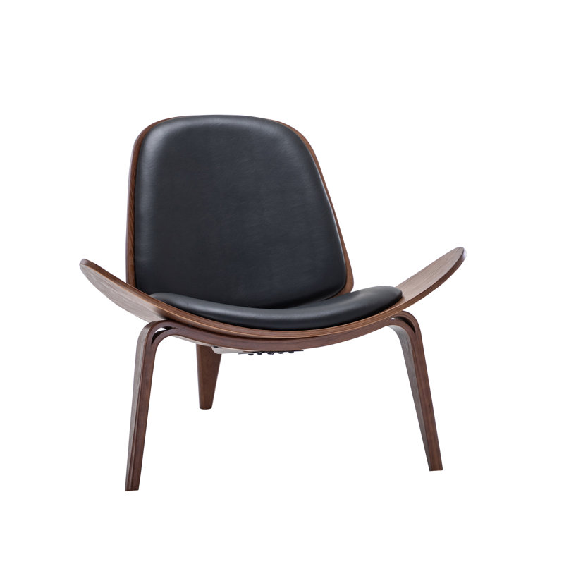 Chaise d'appoint moderne en similicuir sans accoudoirs, noir, Black Faux Leather