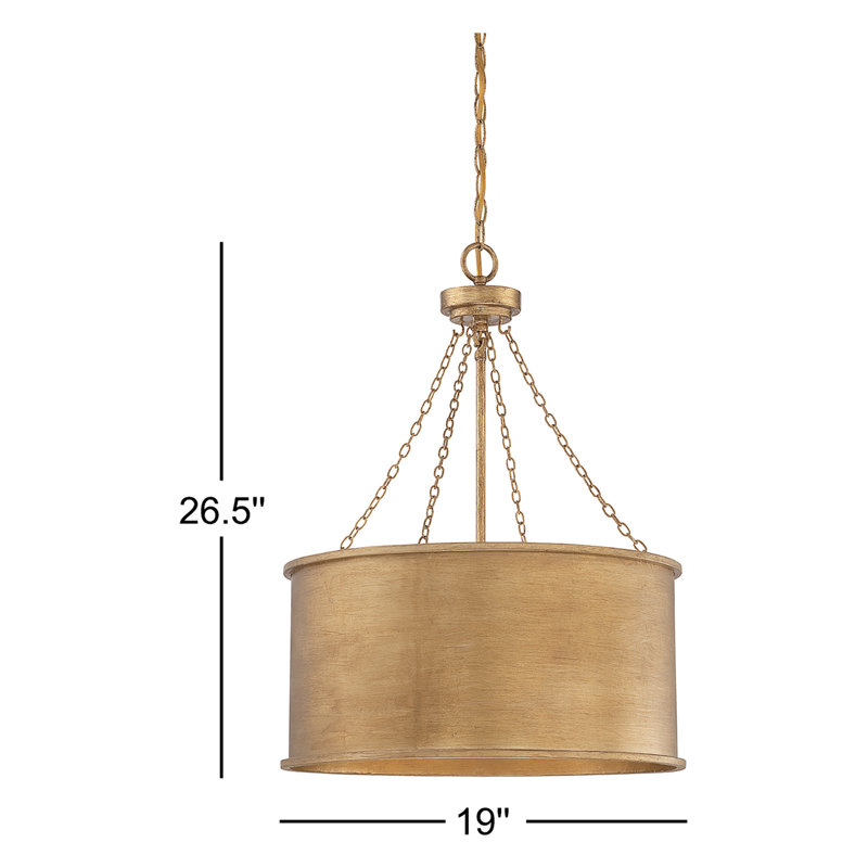 Soho 6-Light Chandelier, Patine dorée, Quatre lumières, H 26,5 po x l 19 po x P 19 po