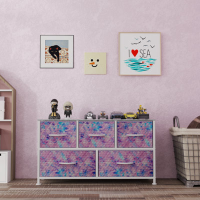 Kathiria 39.4"W 5 Drawer Small Dresser, Kid Dresser