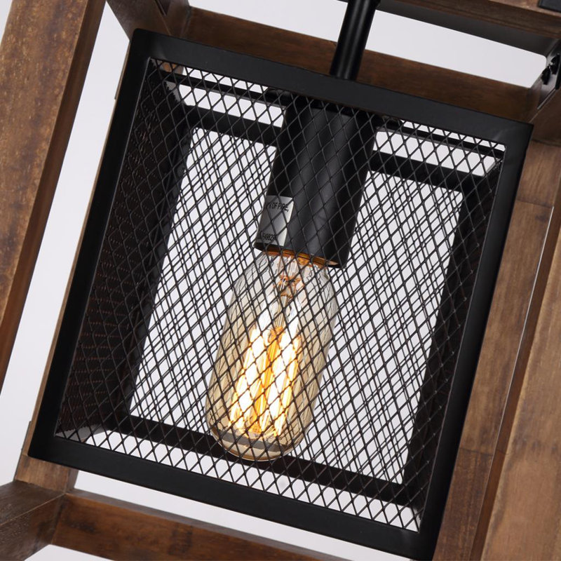 Luminaire suspendu carré en bois à 1 lumière Dempster