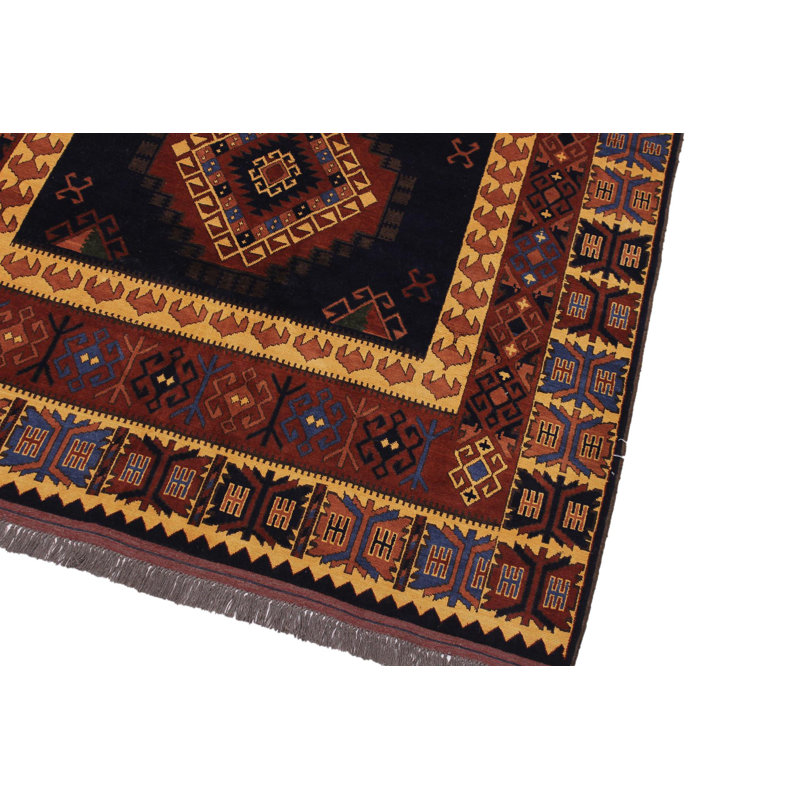 Tapis oriental noir / rouge en laine 6 pi 3 po x 9 pi 6 po Palomares