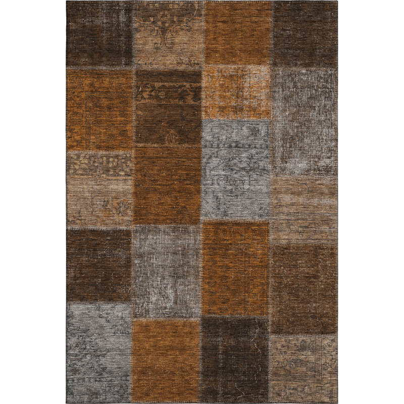 Tapis paprika de qualité supérieure lavable à la machine Prisco, Rectangulaire 8 pi x 10 pi