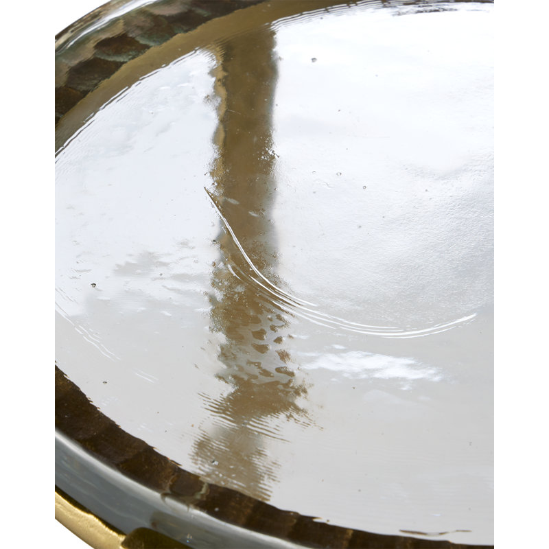 Acea Glass End Table, 23.5" H x 12" W x 12" D, Gold