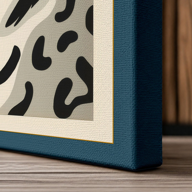 Snow Leopard Study Modern - Wrapped Canvas, 18x12 - 45.7 x 30.5 cm, Teal Border