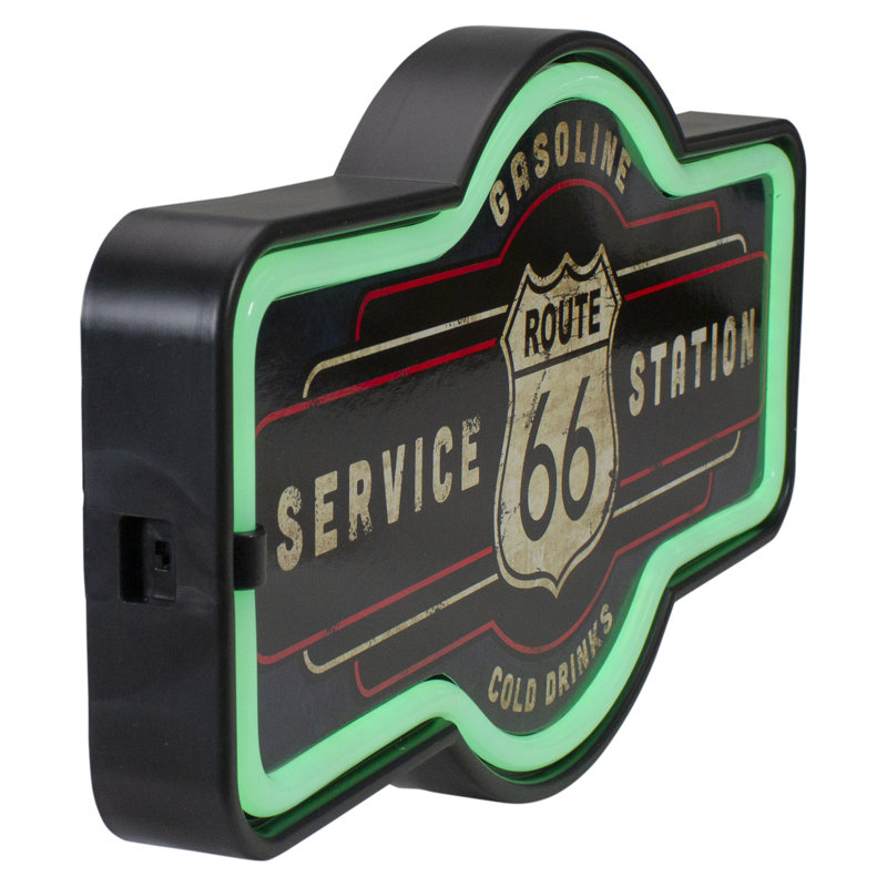 Enseigne murale lumineuse de style néon à DEL «Route 66 Service Station»