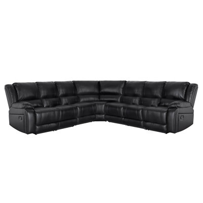 7-Seat Faux Leather Manual Reclining Modular Sectional Sofa for Living Room