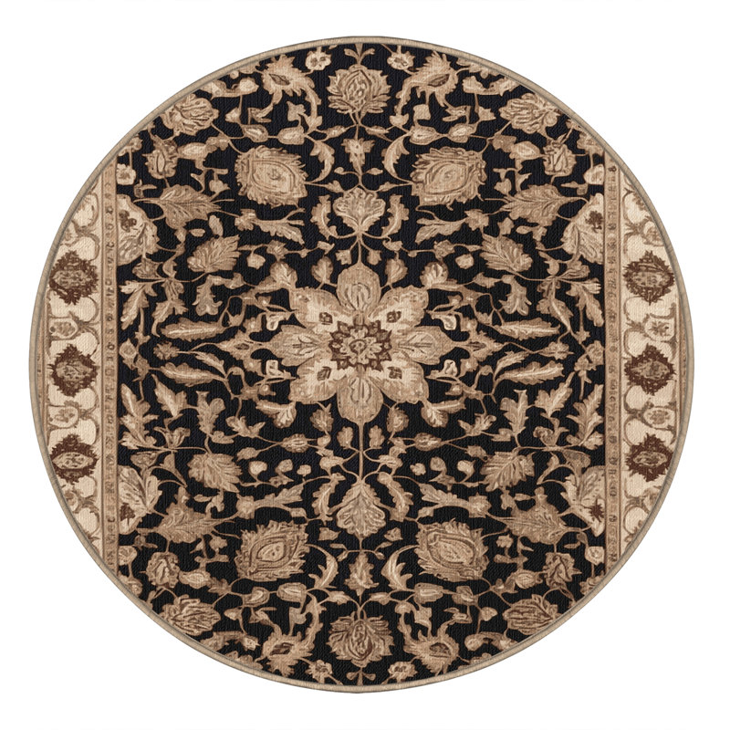Machine Washable Persian Beige Area Rug, Round 6' x 6'