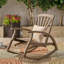 Chaise berçante d'extérieur en bois d'acacia avec panneau de pied rétractable, chaise berçante de patio à bascule