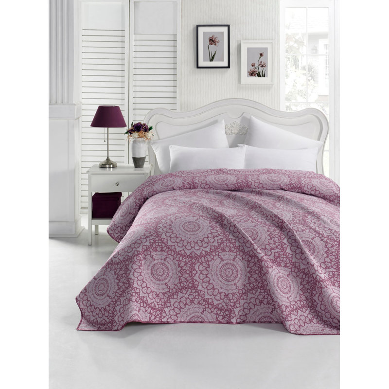 Couvre-lit / couvre-lit 100% coton Gerardo, Mauve