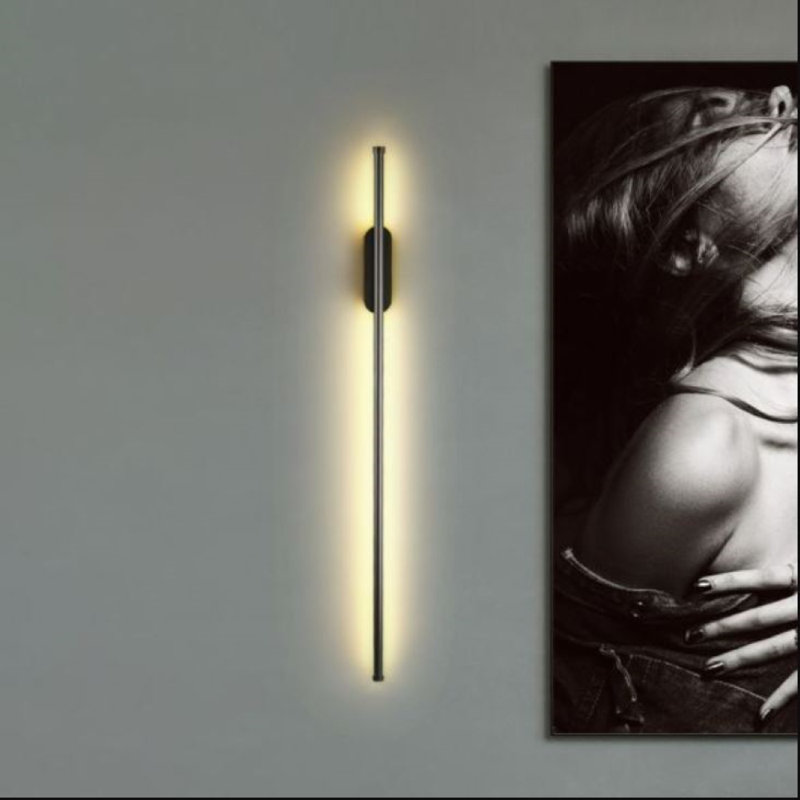 Applique murale ovale Leger , Noir, H 47 po x l 3 po x P 2 po, App + Alexa (Cold White 6000K + RGB) - Plug