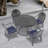 Patio Dining Set with Round Table , Blue Cushions Included-94516924