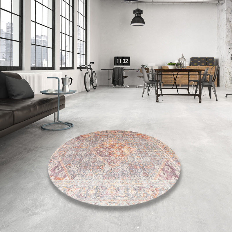 Tapis brun à motif oriental, Rond 7 pi