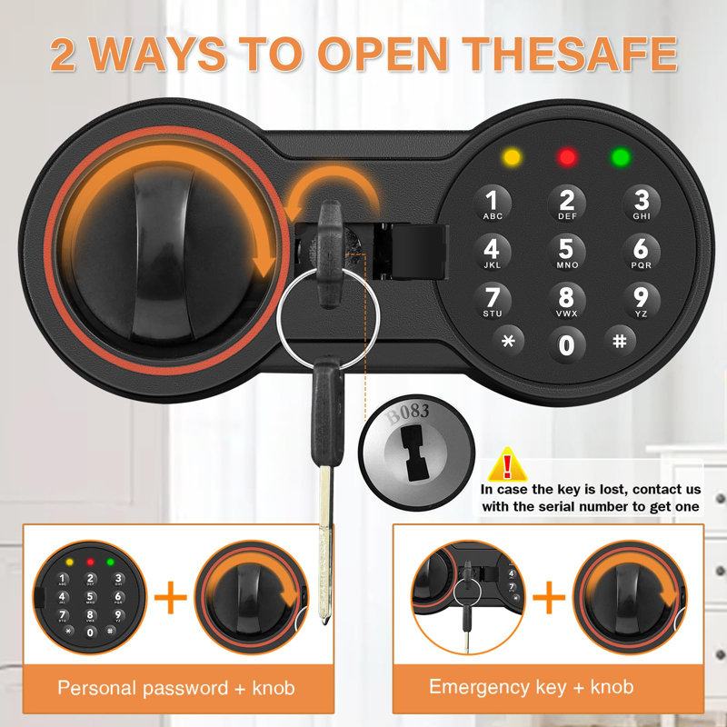 4.0 Cub Large Home Safe Fireproof Waterproof, Anti-Theft Fireproof Safe Box With Programmable Keypad, Spare Keys And Removable Shelf, Digital Security Safe For Home Money Firearm Documents Medicines
