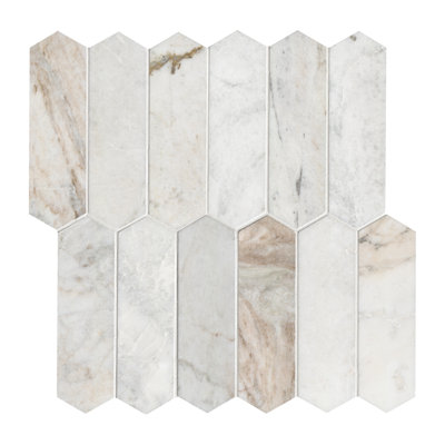 Castella de Blanc Spire 12 in. x 12 in. Honed Marble Mosaic Floor and Wall Tile