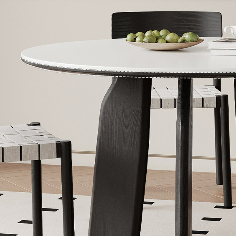 Ensemble de table de salle à manger rond en chêne simple., H 29,53 po x L 51,18 po x l 51,18 po