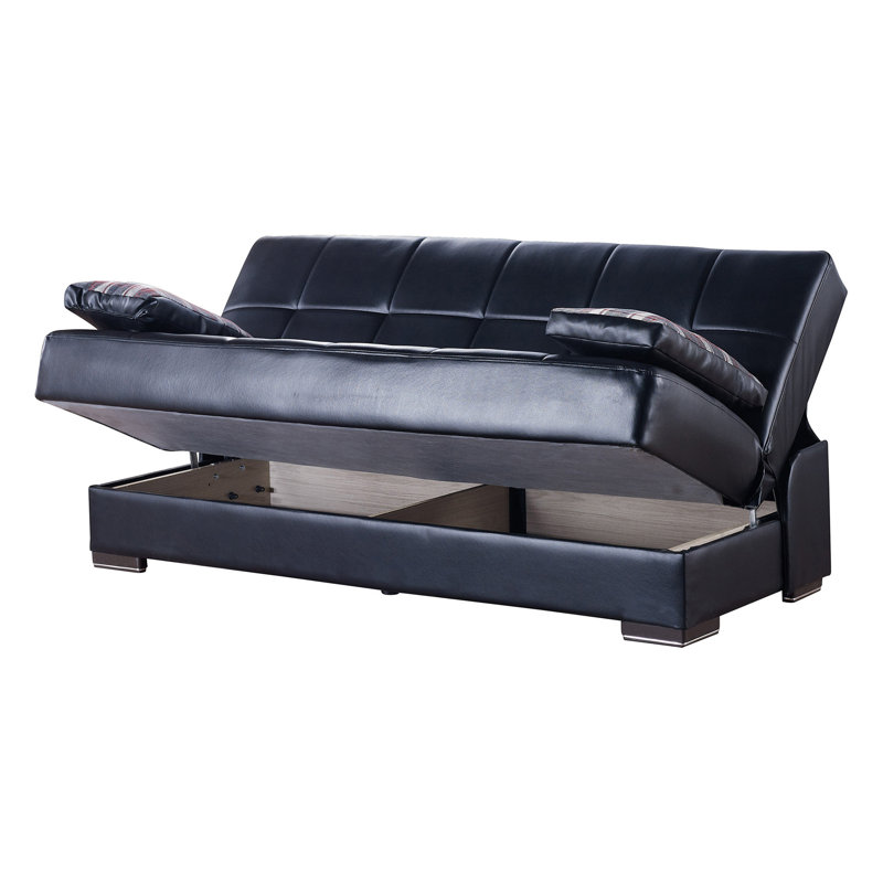 Canapé-lit rembourré convertible avec rangement, Noir