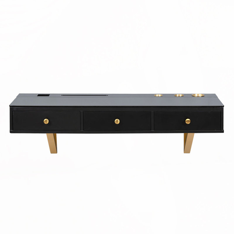 Table de coiffeuse murale flottante, Noir