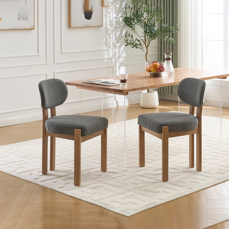 Chaise d'appoint moderne rembourrée en tissu et bois massif, Gris