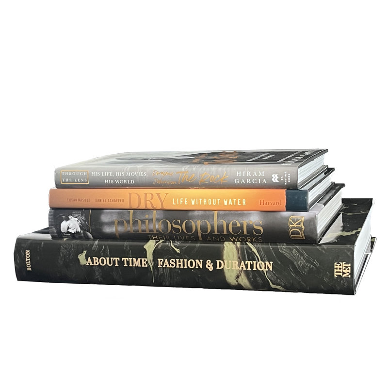 Decorative Books - Godiva Coffee Table Stack - 4 Black and Gold Books