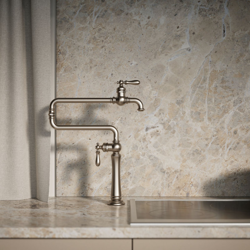 Artifacts® Single-Hole Deck-Mount Pot Filler with Extended Spout, Vibrant Stainless