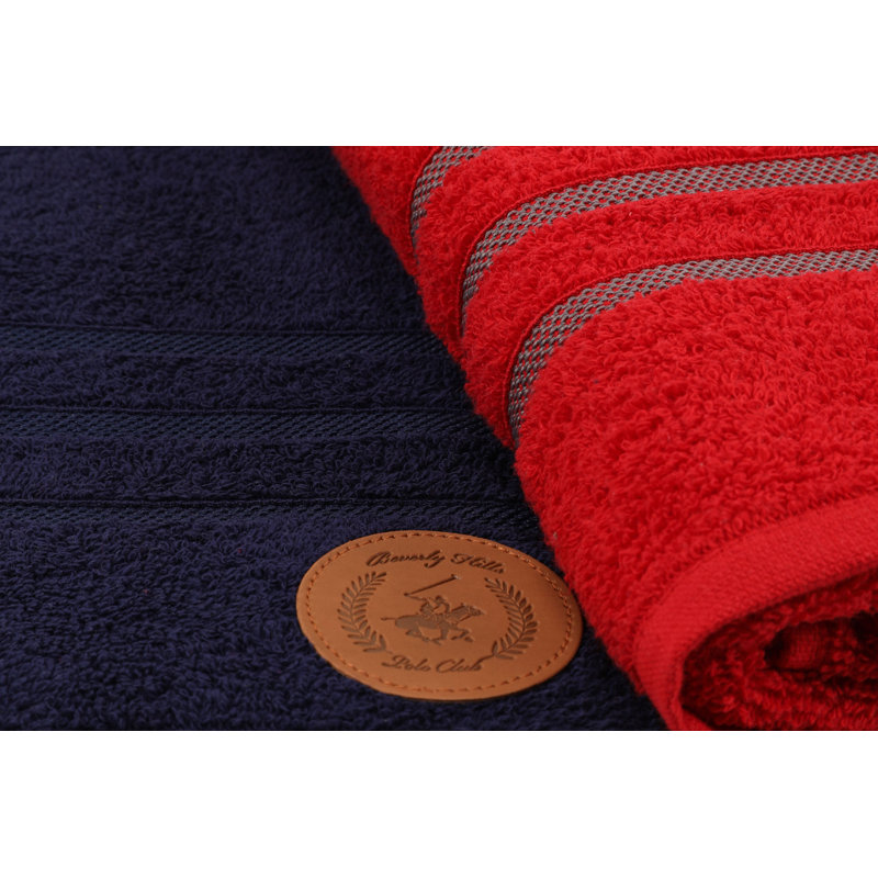 Débarbouillette 100% coton, Rouge / bleu foncé, Bath Towels - 2 pack