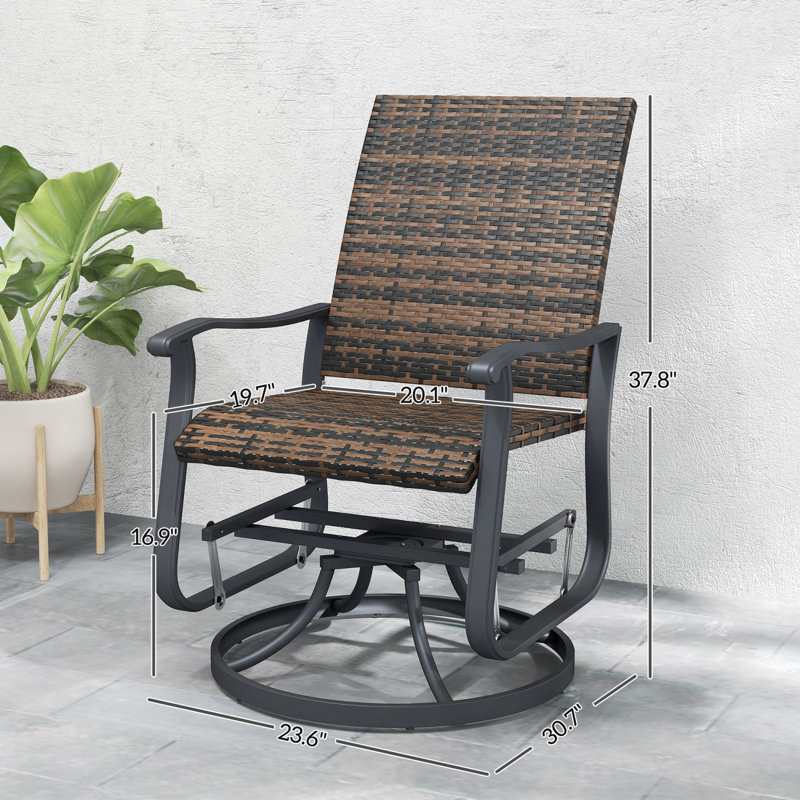 Outdoor Wicker Rattan Swivel Chair Set with 360° Motion and Durable Steel Frame for Patio Relaxation, Brown