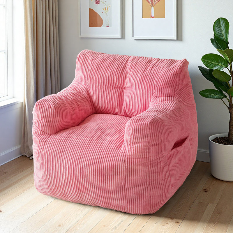 Fauteuil à billes en velours côtelé, Velours côtelé rose