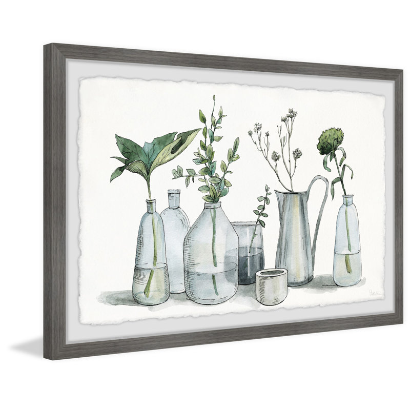 Tropical Plants In Glass by Parvez Taj - Single Picture Frame Painting, 20cm H x 30cm W