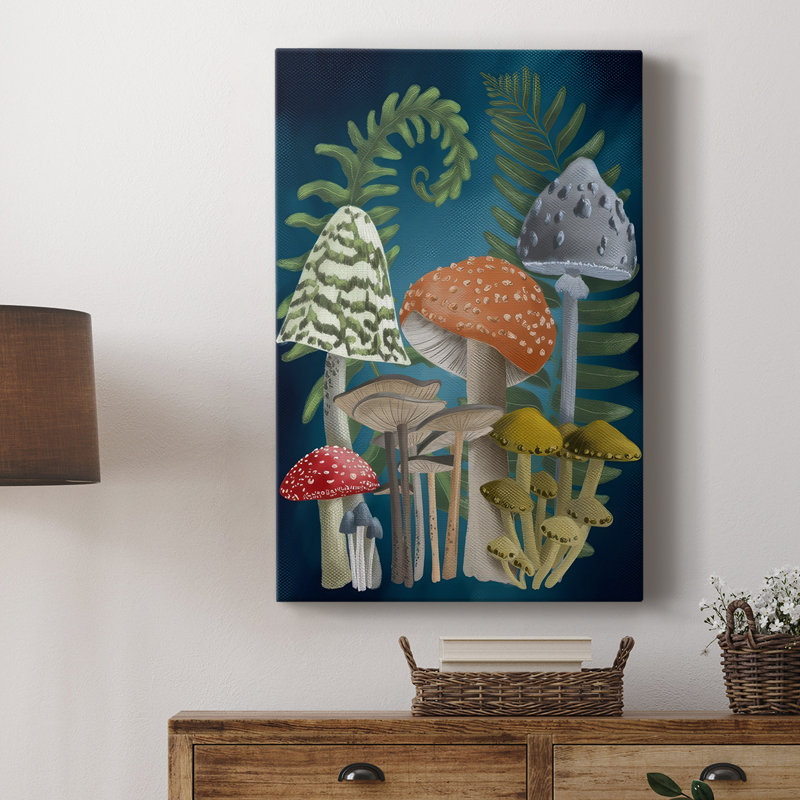 Récolte de champignons I - galerie Cavas, H 12 po x l 8 po