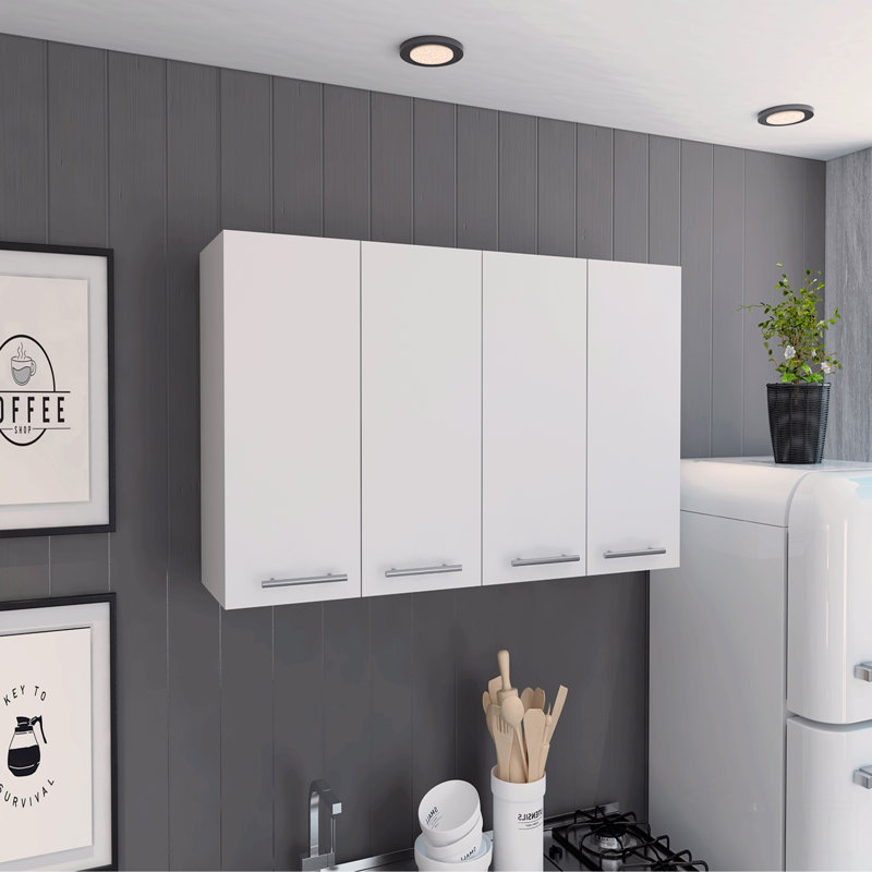 Wall Cabinet , Four Doors, Two Cabinets, Two Shelves, White