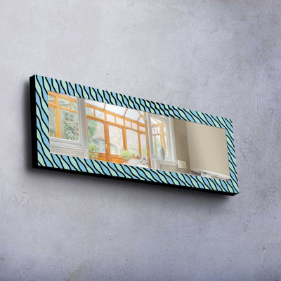 Elegant Decorative Mirror with 100% Pine Wood Frame, 15.7 x 47.2 inches | Real Glass Mirror (Thickness: 0.2 inches) | Stylish Fabric Painting | Ideal for Living Room, Bedroom & Entryway Decor