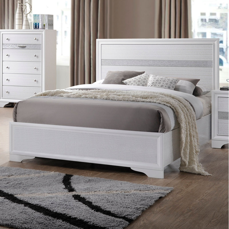 Luftar Bed, Platform Bed, Bed Frame, Full, White