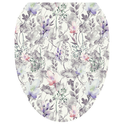 Fairy Floral Toilet Seat Decal – Toilet Tattoos Reusable Static Cling Vinyl Lid Cover – Cottage Bathroom Decor