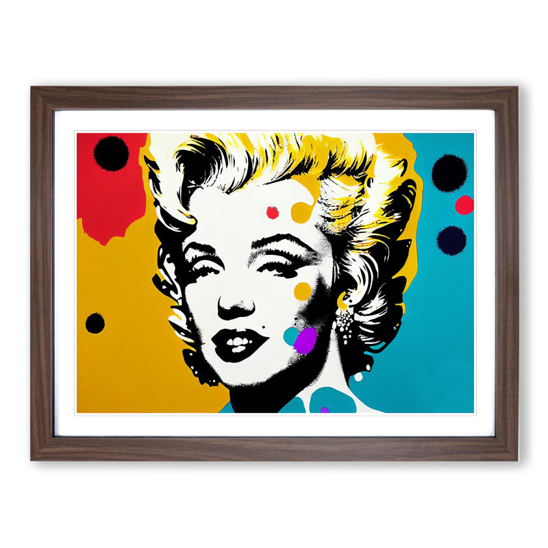 Pop Marilyn Monroe 1 Piece Single Picture Frame Wall Art, 25cm H x 34cm W x 2cm D, Walnut