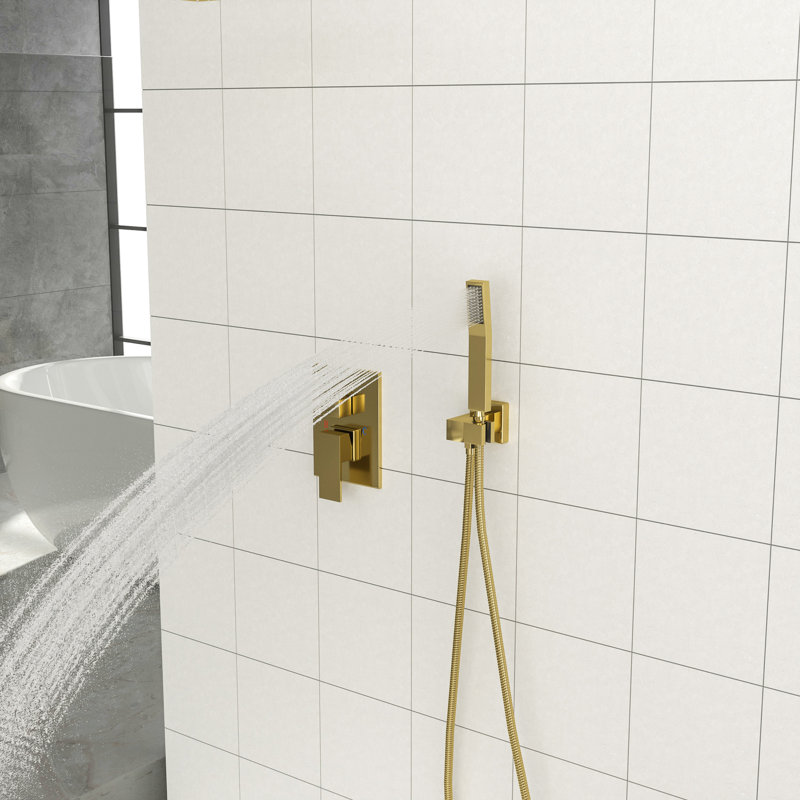 Luxueux système de pomme de douche double carré doré - expérience de spa moderne