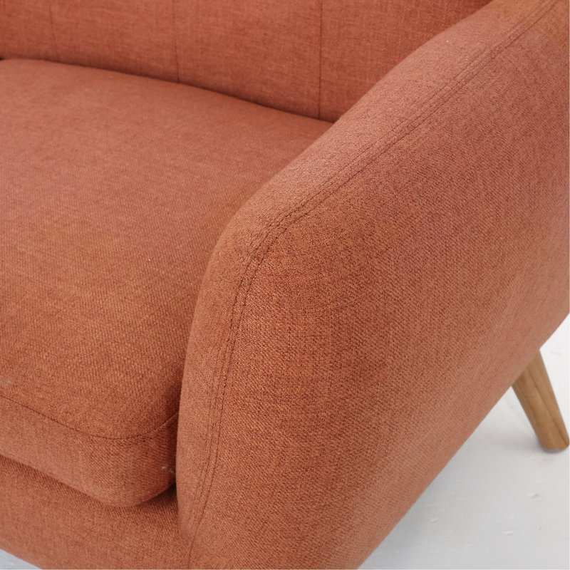 Causeuse capitonnée à boutons 67,25 po, Tissu orange brûlé