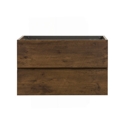 Armoire murale SANS lavabo, couleur noyer, avec deux tiroirs, pré-assemblée