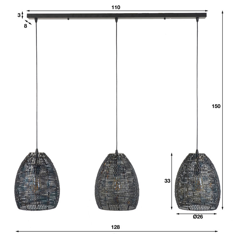 Jamestown 3 - Light Kitchen Island Cone Pendant