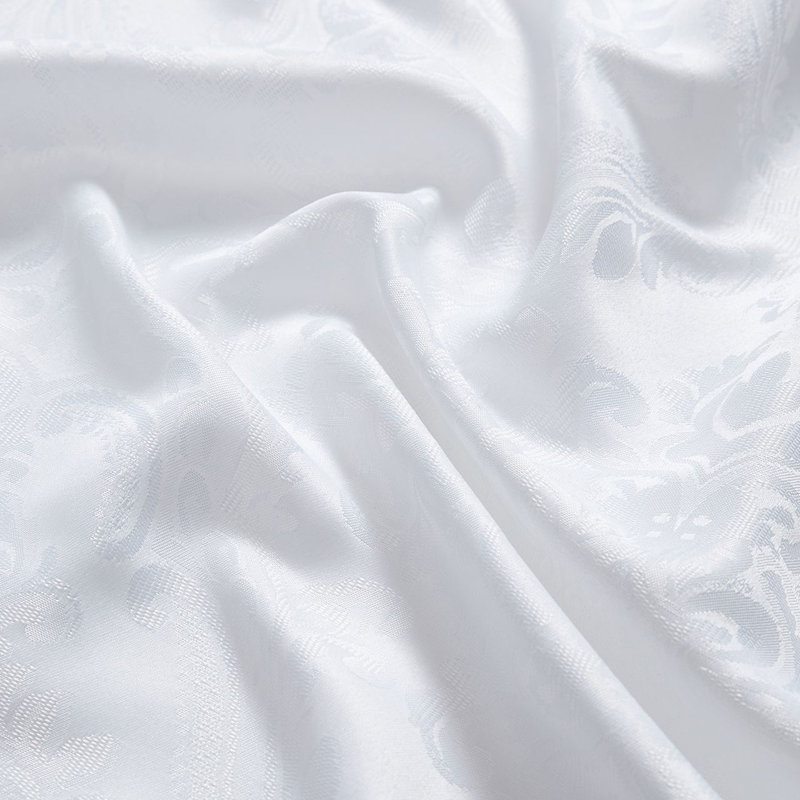 Corson Woven Damask Jacquard Polyester Tablecloth, White, 90" L x 90" W Round