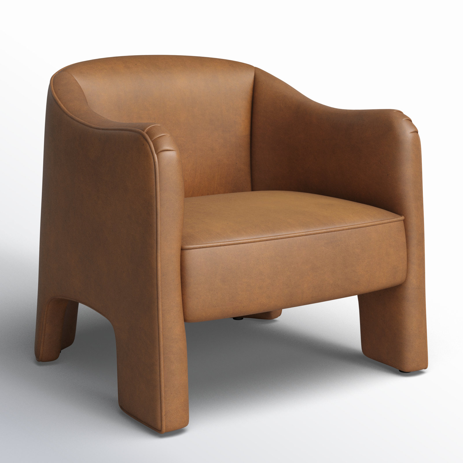 Iversen Genuine Leather Barrel Chair