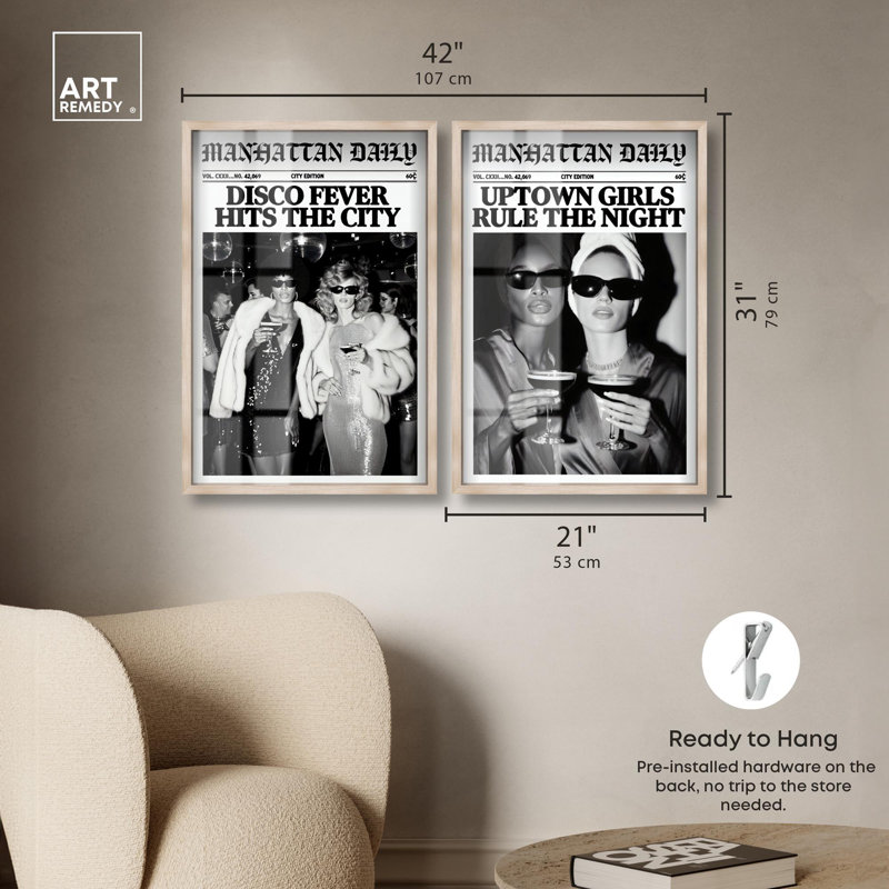 «Uptown Night Shadowbox Print», ensemble d'art mural par Art Remedy, cadre blond, 20 x 30, H 31 po x l 21 po, Cadre blond