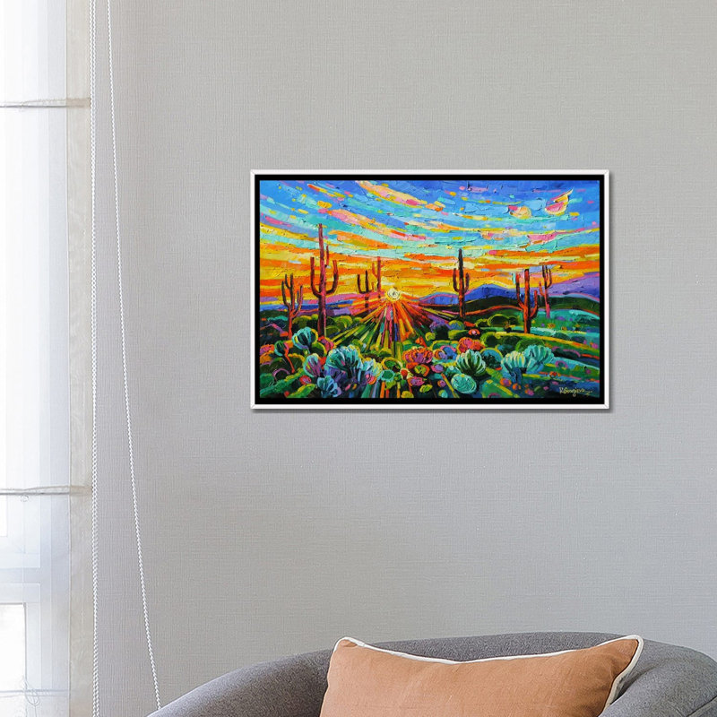 Great Arizona Sunset - reproduction d'art murale encadrée, H 18 po x l 26 po, Reproduction encadrée sans passe-partout, Blanc