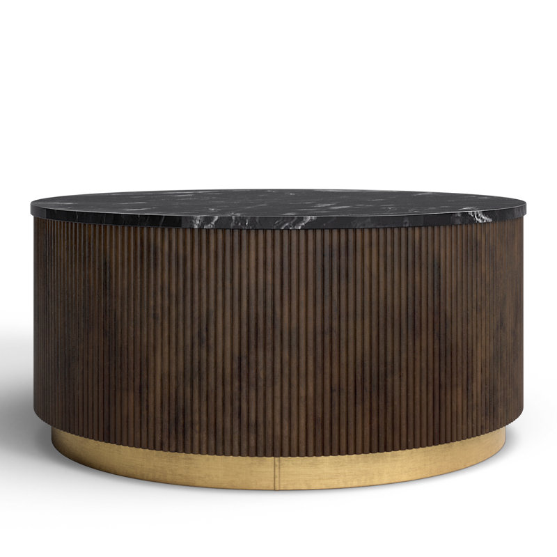 Rylee Modern Coffee Table, Black Top/Espresso Base