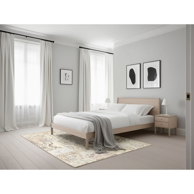 Tapis contemporain beige / brun, Rectangle 7 pi x 10 pi