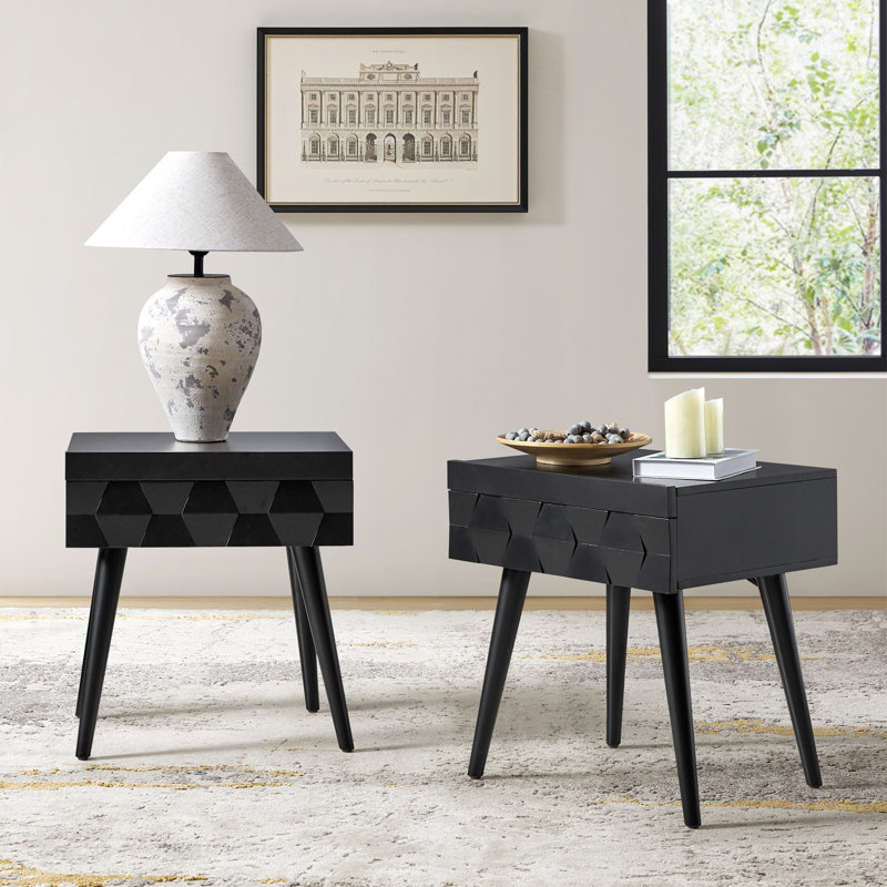 Mid-Century Charging Nightstand, Black