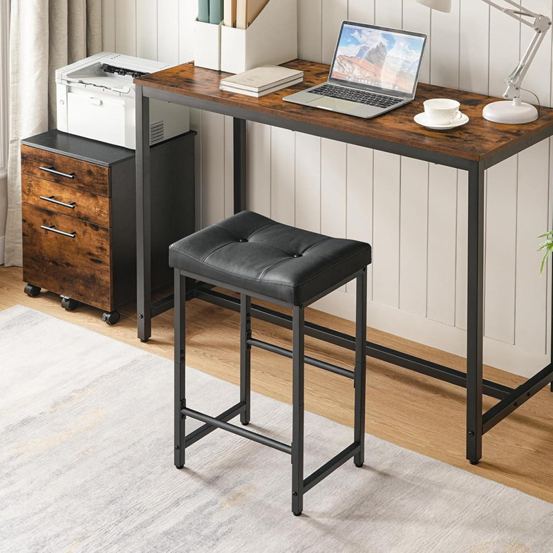 Tabourets de bar, tabourets de selle avec revêtement en polyuréthane, tabourets de hauteur comptoir avec repose-pieds, chaises de petit-déjeuner de cuisine, pour salle à manger, café, bar