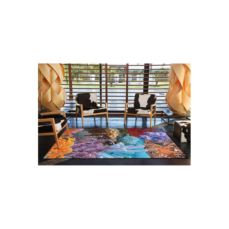Tapis décoratif multicolore Coral, Tapis de couloir 3 pi 3 po x 6 pi 7 po