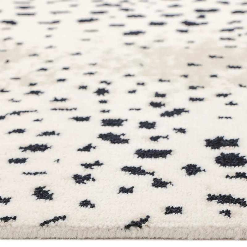Louis Animal Print Hand-Knotted Wool/Cotton Ivory Area Rug, Rectangle 3' x 5', Gray