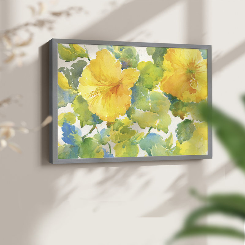 Citrus Hibiscus -Framed Print - Restickable, Gris, H 22 po x l 28 po