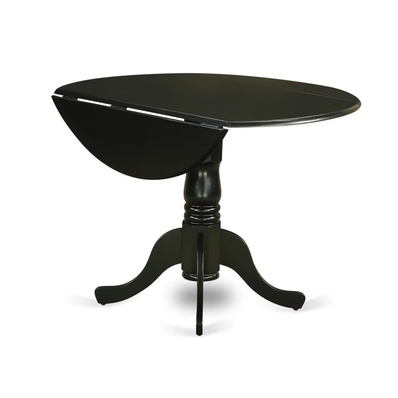 Ensemble de table de cuisine 3 pièces pour petits espaces comprenant une table de salle à manger ronde avec Dropleaf et 2 chaises en tissu de lin, noir